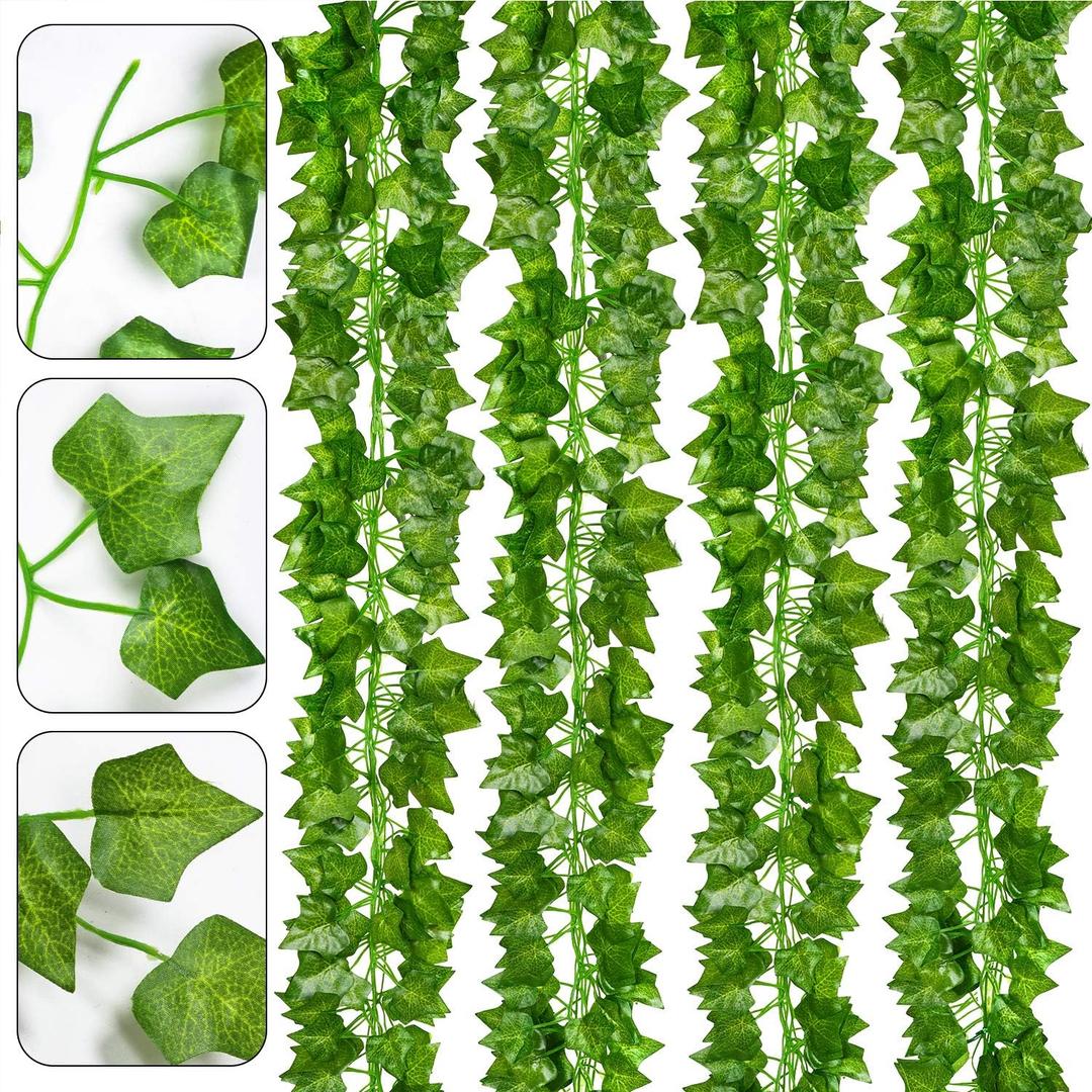 DearHouse 24 Pack 168Ft Artificial Ivy Vine Greenery Garlands Fake Plants Hanging Greenery Vine Leaves for Home Bedroom Office Wedding Wall Decor