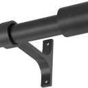 Matte Black Decorative Telescoping Curtain Rods, 72-144" with Cap Finials, Heavy Duty 1-Inch Window Treatment