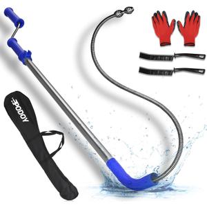 Toilet Auger 6FT DIY Plumbing Snake Drain Cleaner Tool Closet Auger with Non-Scratch Silicone Protection Head, Rust-Resistant Steel,No Plumber Needed for Heavy Toilet Blockages