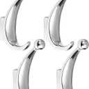 4 Pack Bathroom Towel Hooks, Screw in Metal Robe & Coat Hooks for Wall(Chrome)