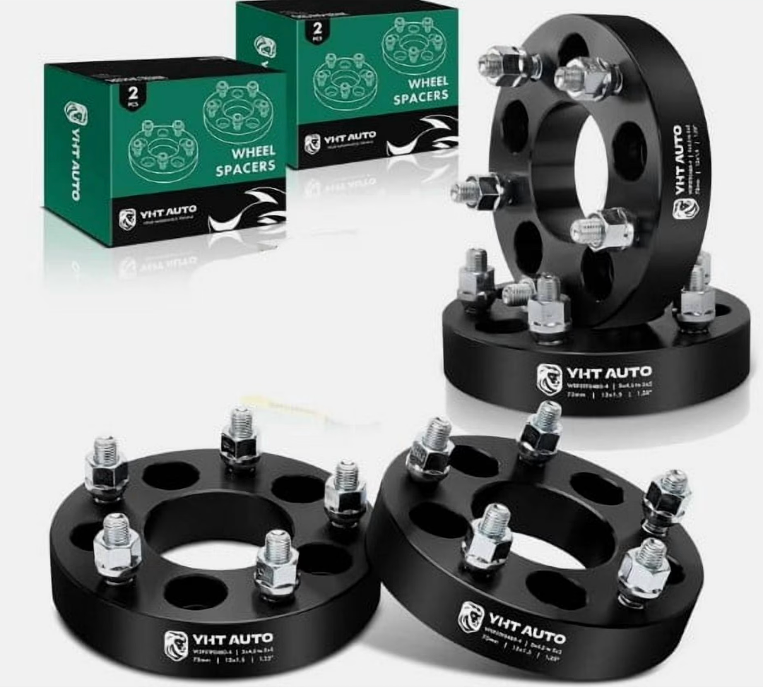 YHTAUTO 5x4.5 to 5x5 inch Wheel Adapters 1.25 inch Fit Accord, Civic, CR-V, Camry, Tacoma, Optima, Sorento, Patriot Tire Spacers w/M12x1.5 & 12.9 Grade Studs, 73mm Center Bore 5 Lug - 4PCS