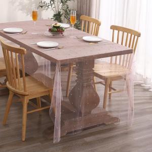 Pink Pearl Tablecloth Wedding Party Home Decor 55 x 120 inch