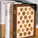 24 Slot Wax Seal Stamp Head Storage Box, Wood See-Through Embossing Letters Alphabet Display-Walnut