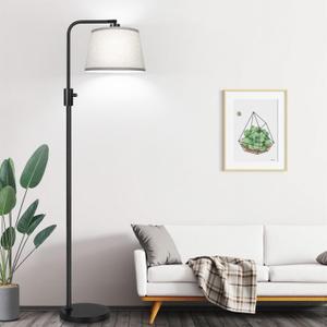 Upgraded Dimmable Floor Lamp, 1000 Lumens LED Edison Bulb Included, Arc Floor Lamps for Living Room Modern Standing Lamp with Gray Shade, Tall Lamps for Living Room Bedroom Office Dining Room (Matte Black-Grey Shade)