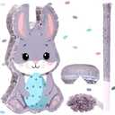 Sratte Bunny Piñata Kit with Blindfold, Banging Stick and Confetti Rabbit Piñata for Animal Theme Party Birthday Party Decoration