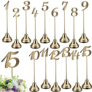 Maitys 15 Pcs Metal Table Numbers 1-15 with Weighted Base 8 Inch Table Number Stands for Wedding Reception, Party, Anniversary, Birthday Banquet(Bronze)