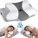 Cervical Neck Pillow for Pain Relief - Ergonomic Pillow Side Sleeper Pillow for Sleeping, Orthopedic Bed Pillow Neck Support Pillow, Contour Memory Foam Pillows for Side Back Stomach Sleepers (Dark Grey & White)