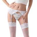 Lidogirl Women's Lace Nights Garter Belt with Stockings Sheers, One Size  (White)