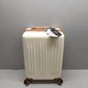 Kono Small 20 Inch Expandable Carry On Luggage with Quiet Spinner Wheels & TSA Lock, Scratch and Drop Resistant PC+ABS Hardside 22x14x9 Airline Approved Suitcase, Cream White & Brown