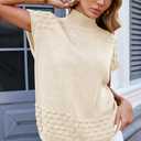Cakulo Womens Oversized Sweater Vest Mock Neck Pullover Sweaters (Beige)