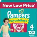 Pampers Diapers - Swaddlers 360 - Size 4, 132 Count, for up to 100% Leakproof Premium Skin Protection