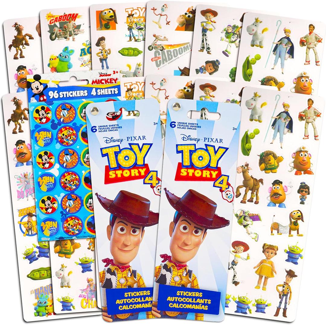 Toy Story Stickers Party Favors Pack - Bundle Includes 240 Toy Story Stickers with Bonus Mickey Mouse Stickers (12 Sticker Sheets, Toy Story Party Supplies)