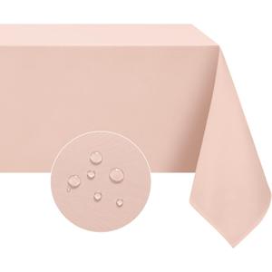 Softalker Rectangle Tablecloth, Waterproof & Stain Resistant Square Table Cloths Wrinkle Free Fabric Washable 210GSM Polyester Table Cover for Spring/Party/Outdoor - 54 x 54 inch,Pink