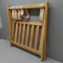 Fully Assembled Walnut Luggage Racks Set of 2, Bamboo Luggage Rack Stand for Guest Room, 5 Nylon Straps, 26.77" Folding Suitcase Stand with Storage Shelf for Bedroom Hotel, Holds up to 165 Lbs