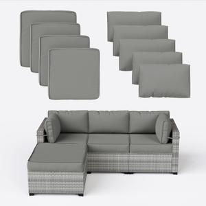 9 Pcs Outdoor Patio Cushions Covers Replacement Waterproof with Zipper for 5 Pcs Patio Furniture Set, Covers Only, Standard