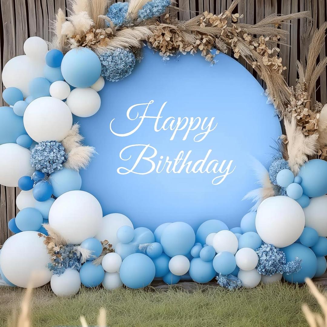 Gallety 7.2 FT Baby Blue Round Backdrop Cover for 5 to 7.2ft Round Backdrop Stand - Adjustable Circle Arch Background Cover for Wedding Arch Birthday Themed Parties Photography Decoration