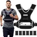 Adjustable Weighted Vest Men Women for walking, Workouts, Running, Strength Training, 0-10lb Washable Weight Vest with Reflective Stripe, Storage Pocket and Thickened Shoulder Pads (Black)