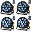 Rechargeable Par Lights, RGBW LED Uplights Battery Powered Stage Light, HOLDLAMP Par Can DJ Lights Sound Activated with Remote & DMX Control for Festival Party Event Wedding Bar