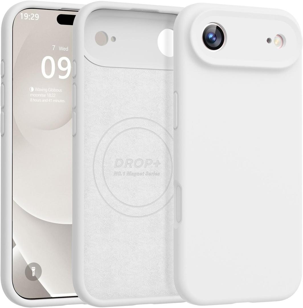 Ktele Magnetic for iPhone Air Case [Compatible with Magsafe] [Premium Silicone Satin-Smooth Touch] Slim Shockproof Anti-Scratch Microfiber Lining Case, 6.5 inch, White