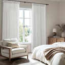 COMON HOME Pleated Linen Curtains 94 Inch Long 2 Panels Set for Living Room Light Filtering Pinch Pleat Curtains with Hooks Boho Farmhouse Custom Semi Sheer Beige White Cream Ivory Window Drapes