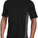 Kanu Surf Men's Short Sleeve UPF 50 Swim Shirt Rash Guard Sun Shirt  (Large, Black/Charcoal)