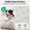 Made4Pets Dog Couch Bed, Soft Faux Fur Checkered Indoor Pet Sofa, Comfortable Fluffy Dog Sofa with Supportive Foam, Removable Washable Cover with Non-Slip Base, White, Large