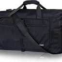 Fmeida 65L Duffle Bag with Shoes Compartment, Foldable Travel Duffel Bags for Men Women, Large Packable Travel Bag Water Repellent & Tear Resistant (Black)