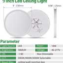 4PK 9 Inch LED Flush Mount Ceiling Light, 18W, 1860LM, 3000K/4000K/6000K CCT Selectable, Round Flat Panel Low Profile Ceiling Light Fitures for Hallway, Kitchen, Bedroom, Laundry Room