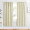 NICETOWN Beige Blackout Curtains for Living Room - Triple Weave Home Decoration Thermal Insulated Solid Rod Pocket Blackout Drapes for Bedroom(Set of 2, 42 x 72 Inch), Beige