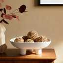 Ceramic Fruit Bowl, 10 Inch Decorative Bowl, Three-Legs Oval Large Fruit Bowl for Kitchen Counter Décor, Pedestal Bowls Key Candy Bowl for Home Decor (White), 10.24*6.1*3.54inch