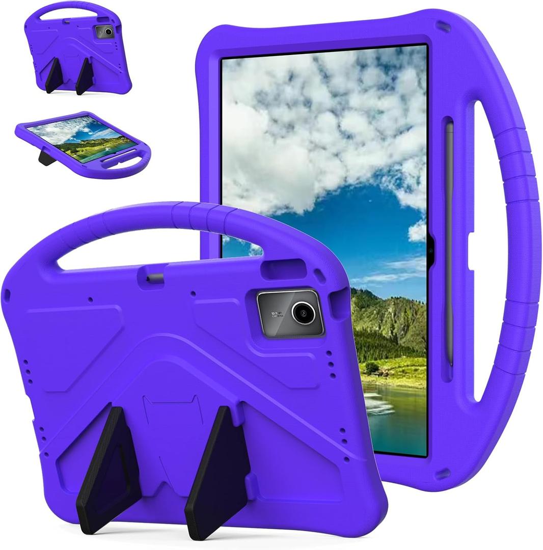 YRH Kids Case for Lenovo Idea Tab Plus 12.1 inch Tablet 2025, Model TB361FU, EVA Shockproof, with Stand Handle (Purple)