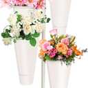 Flower Display Stand with Buckets, Metal Flower Bar Stand Rustic Farmhouse Florist Bouquet Holder Flower Cart Display Shelf for Outdoor Patio Garden Wedding Decor (Round)