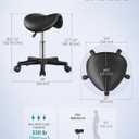 SONGMICS Ergonomic Saddle Stool with Wheels, Rolling Stool, Without backrest
