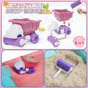 Sandbox with Lid, Kids Construction Sand Box with Excavator, Crane, Molds for Sensory Play, Toddler Outdoor Indoor Toys for Boys Girls Ages 3+ (Pink)