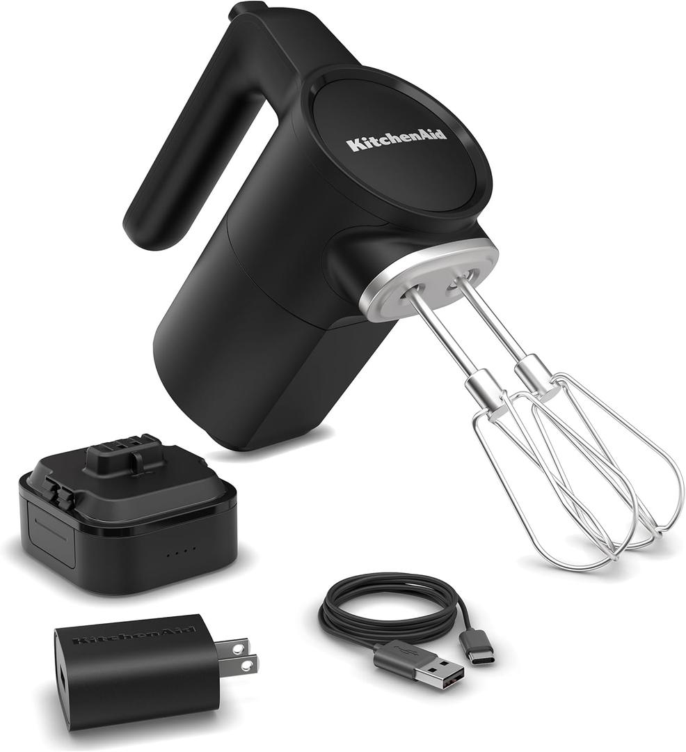 KitchenAid Go Cordless Hand Mixer - battery included, KHMR762 (Black Matte)
