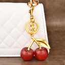 Cherry Keychain Bag Charm with Letter Tag for Women - Cute Purse Accessories Keychains for Handbags, Christmas Gifts