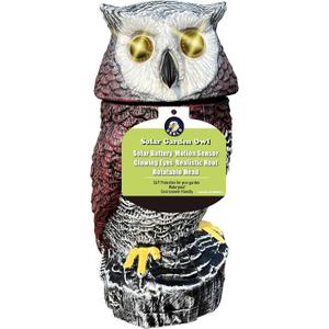 Solar Powered Garden Owl with Motion Detection, Rotating Head, Realistic Hoots and Silent Mode, Outdoor Statue and Sculpture, Owl Decoration for Home, Garden, Patio and Lawn