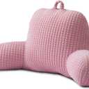 A Nice Night Reading Pillow Bed Wedge Large Adult Children Backrest with Arms Back Support for Sitting Up in Bed/Couch for Lounging Bedrest,Waffle Stereoscopic Design,Pink