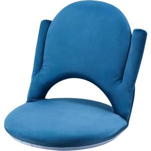 Nnewvante Floor Folding Chair Armrest, 42 Position Back Support Adjustable Floor Seat Washable Stackable Cushion for Class Meditation Playing Adults Kids,Ctystal Velvet Navy Blue (Navy Blue-w' Armrest)