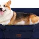 Dwanton Orthopedic Dog Bed for Medium Dogs with Gel Memory Foam, Waterproof Dog Sofa, Washable Pet Bed with Four Sided Bolster Cushion, Removable Cover & Non-Slip Bottom, 35", Navy Blue (Medium(35 x 25.5 x 6 inch))