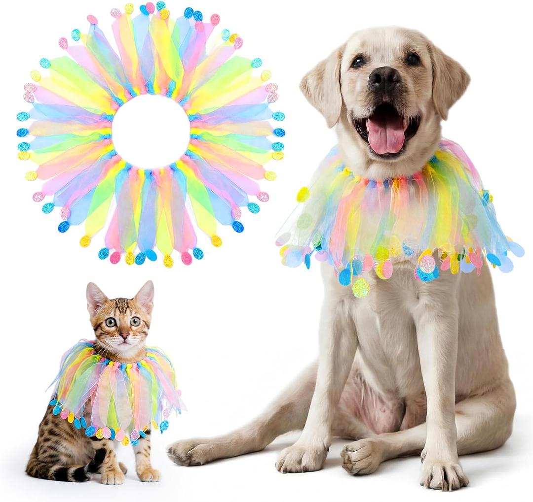 Easter Egg Decorative Dog Collar Easter Dog Clothes Outfit Costume Elastic Pet Collar Holiday Party Accessory Costume for Medium Large Dogs