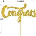 Gold Glitter Congrats Cake Topper/Congrats Grad/Class of 2026 / College Grad/Congratulations/MBA Graduation Party Decorations