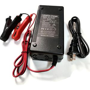 14.6V 10A LiFePO4 Battery Charger for 12.8V 12V Lithium 30AH-100AH Battery, Smart Charger with LED Indicator for Lithium Iron Phosphate Deep Cycle Rechargeable Batteries