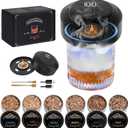 Electric Whiskey Smoker Kit With Light Modes, No Butane Needed, Rechargeable Cocktail Smoker Kit with LED Display & 6 Wood Chips, Old Fashioned Smoker Kit Bourbon Gifts for Men Dad Him