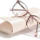 FONHCOO Blue Light Blocking Glasses Women Men Computer Eyeglasses,TR90 Fashion Round Transparent Anti Blue Light Glasses with Anti Eyestrain & UV Glare for Gaming & Reading (Flesh Pink)