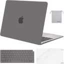 MOSISO Compatible with MacBook Air 13 inch Case M1 Chip 2021-2018 Release A2337 A2179 A1932, Plastic Hard Shell&Keyboard Cover&Screen Film&Storage Bag for MacBook Air 13.3 inch Case, Gray