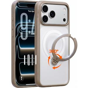 TORRAS Q3 Spin for iPhone 17 Pro Max Case with 360 Magnetic Stand, Compatible with MagSafe, 4X Military-Grade Shockproof Case for iPhone 17 Pro Max Phone Case with Kickstand, Brown