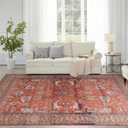 Syalife 9x12 Area Rugs - Washable, Low Pile, Non-Slip for Living Room, Bedroom, Dining Room and Home Office - Non-Shedding Carpet, Coral Red