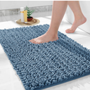 Yimobra Bathroom Rugs Non Slip Washable 24x17, Ultra Soft and Water Absorbent Bath Mats, Plush Fluffy Shower Mat Outside, Microfiber Thick Matts for Bathroom Floor/Sink, Denim Blue