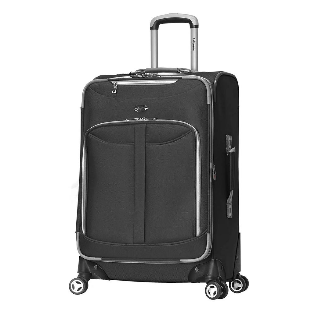 Olympia U.S.A. Tuscany 22-Inch Luggage Expandable Double 4 Wheel Spinner Suitcase with Front Zipper Pocket Black